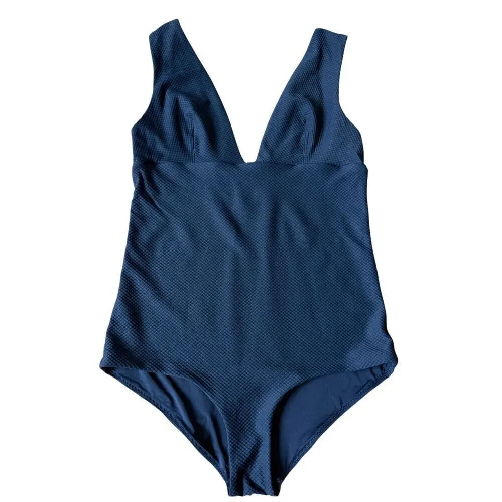 & Other‎ Stories Swimsuit One Piece Textured Blue 10